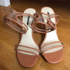 Zara clear heels with nude detail